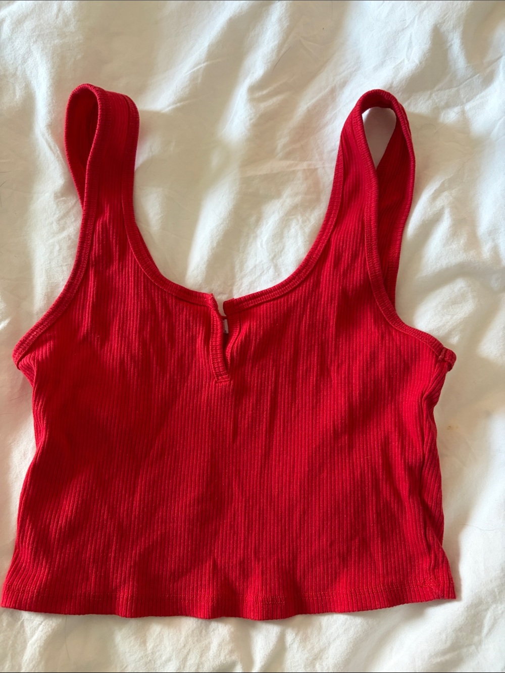 Garage Red Ribbed Tank Crop Top